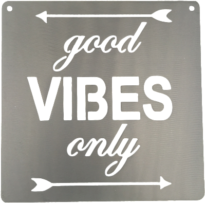 Good Vibes Only Silver Metal Mantra Wall Sign Display - Good Vibes Only Png Transparent (500x400), Png Download