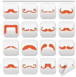 Ginger Moustache Or Mustache Vector Buttons Set Wall - Moustache (400x400), Png Download