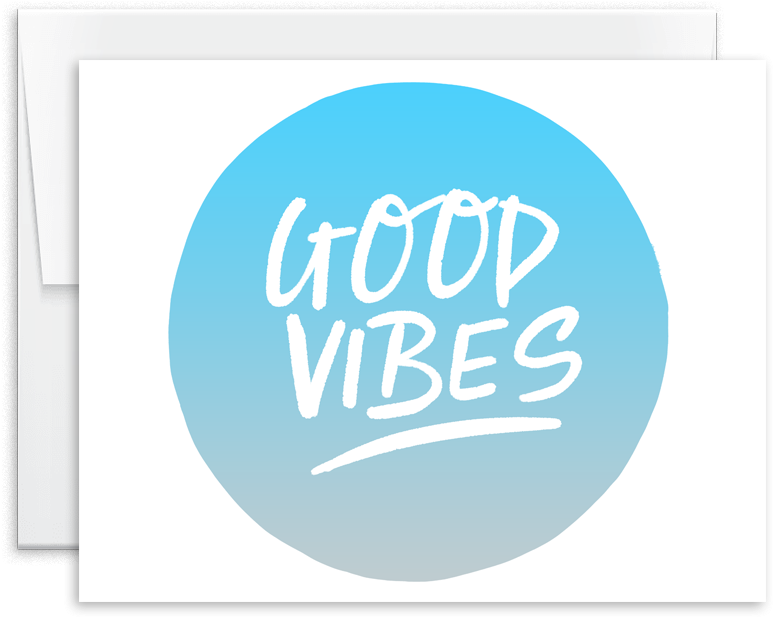 Good Vibes Hand Lettered Greeting Card - Greeting Card (1000x1000), Png Download
