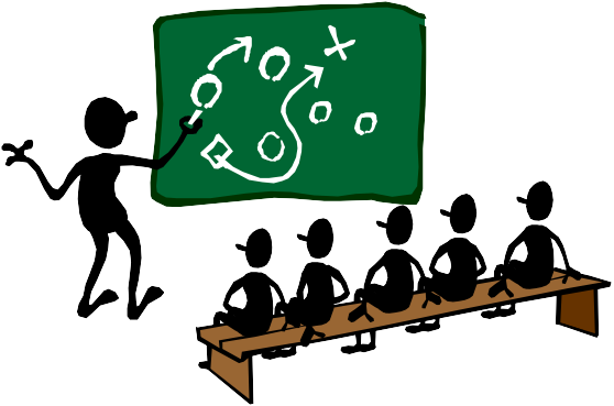 A Stick Figure Showing A Team A Play Strategy On The - Strategy Clipart (558x369), Png Download