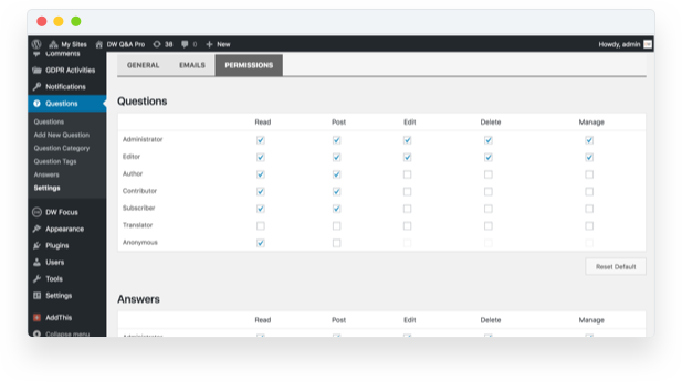 Advanced Permission Settings Dw Question And Answer - Wordpress (617x346), Png Download