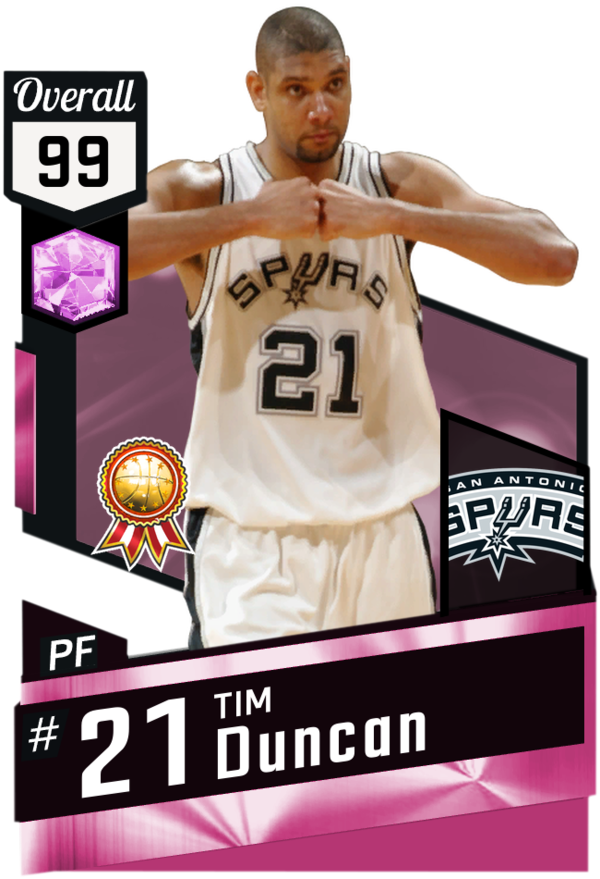 '03 Tim Duncan Pinkdiamond Card - Pink Diamond Kevin Love (325x475), Png Download