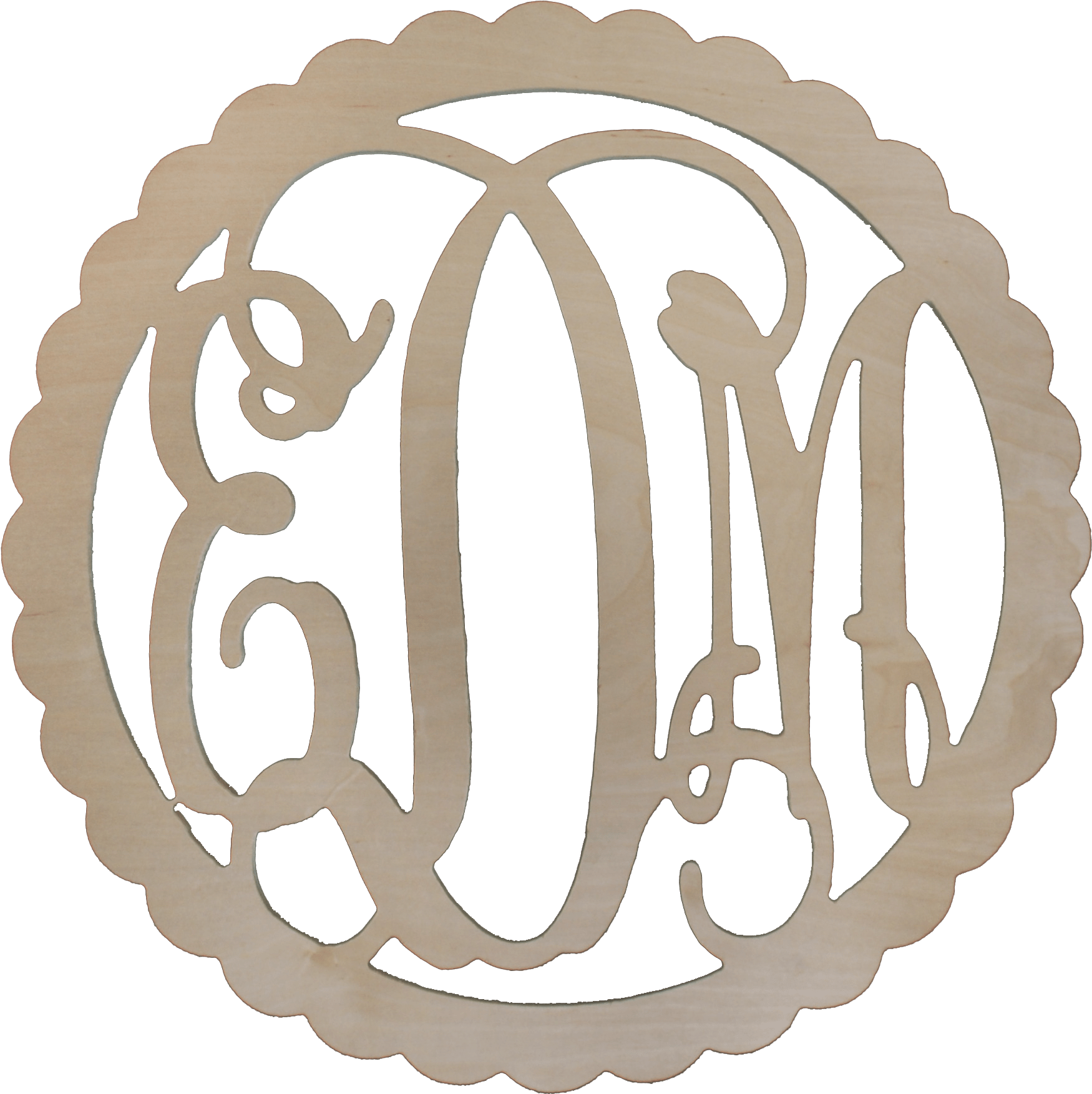Large Scallop Wood Monogram Initials - Monogram (981x1024), Png Download