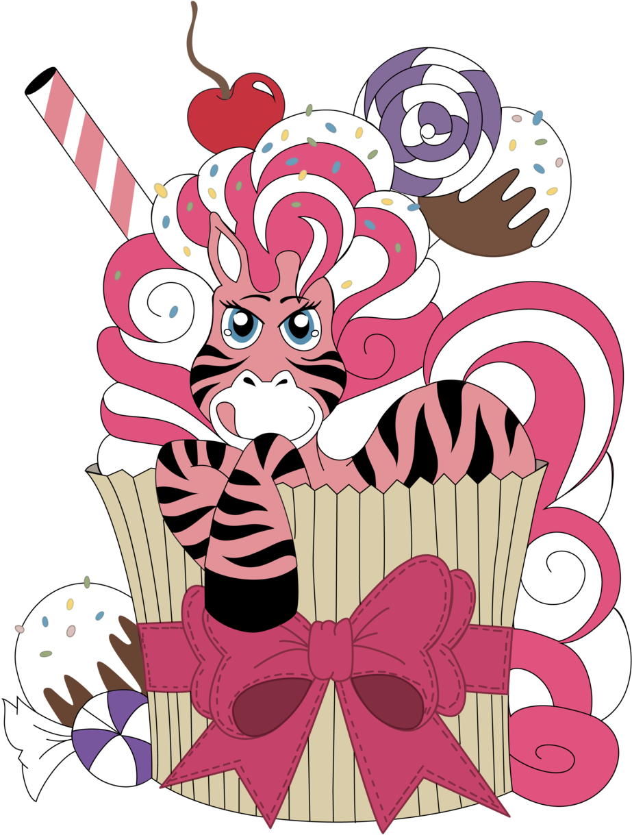 Pink Zebra Cupcakes Logo Illustration (1000x1278), Png Download