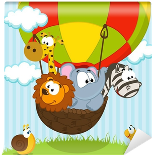 Animals Traveling By Balloon - Air Balloons With Animal (400x400), Png Download