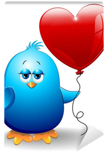 Ucellino Con Cuore Palloncino Bird With Heart Balloon - Balloon (400x400), Png Download