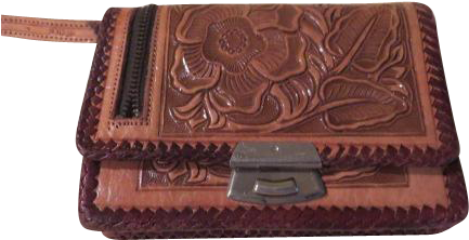 Hecho En Mexico Tooled Roses Leather Wallet - Leather (432x432), Png Download