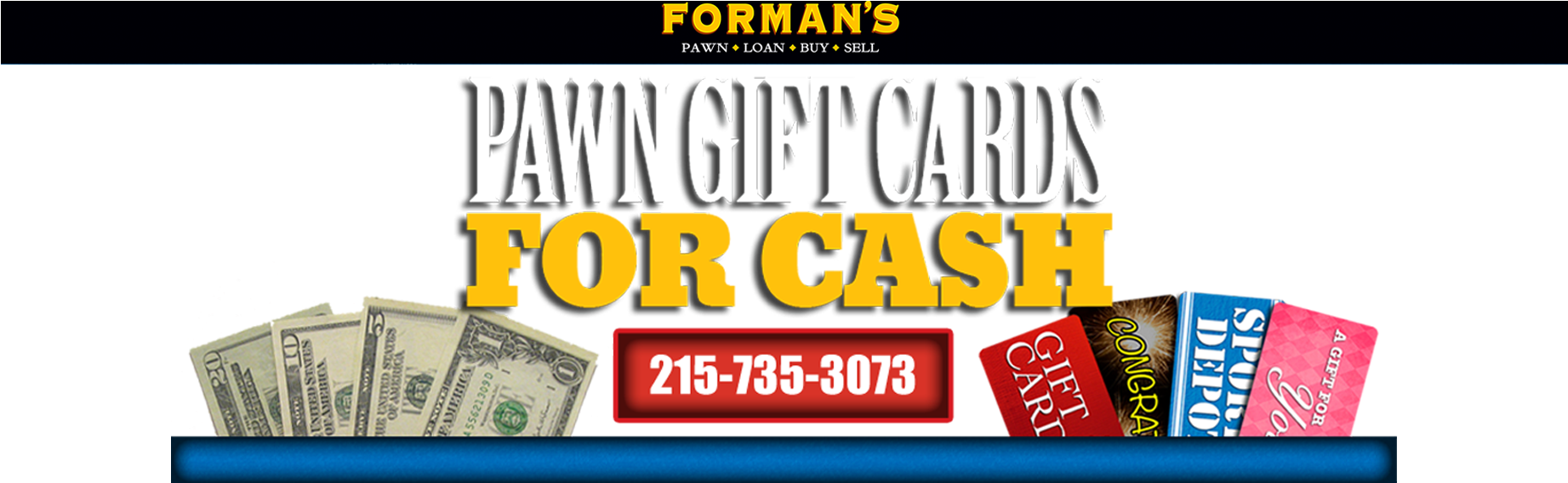 Pawn Gift Cards For Cash - 1 Us Dollar (1842x576), Png Download
