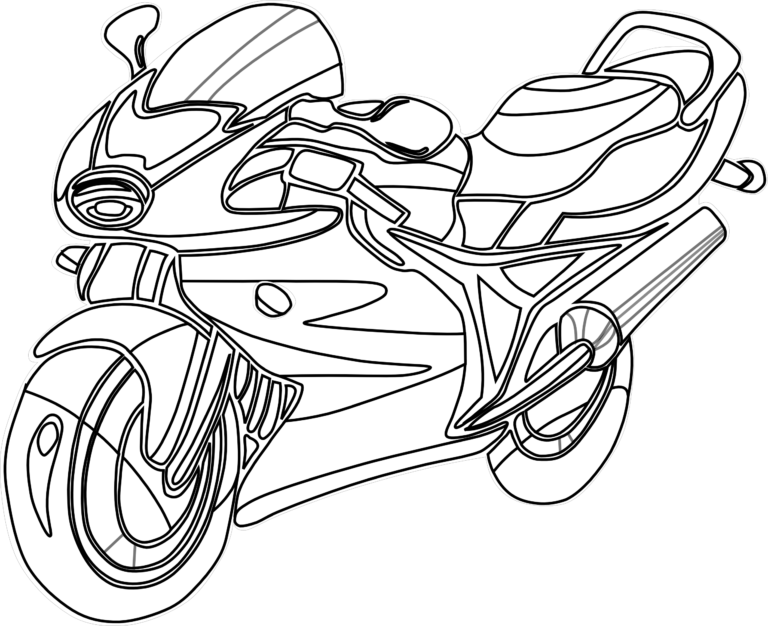 Motorcycle Black And White Motorcycle Clipart Black - Motorcycle Colouring Pages (768x626), Png Download