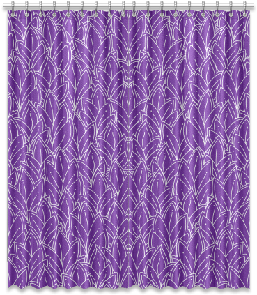 Doodle Leaf Pattern Royal Purple White Window Curtain - Window (500x500), Png Download