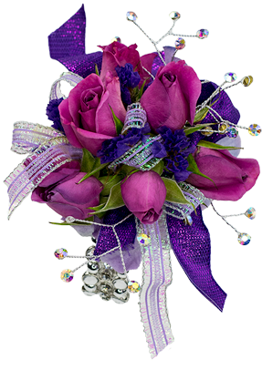 Royal Purple Wrist Corsage Corsage - Purple Fresh Flowers Corsage (368x460), Png Download