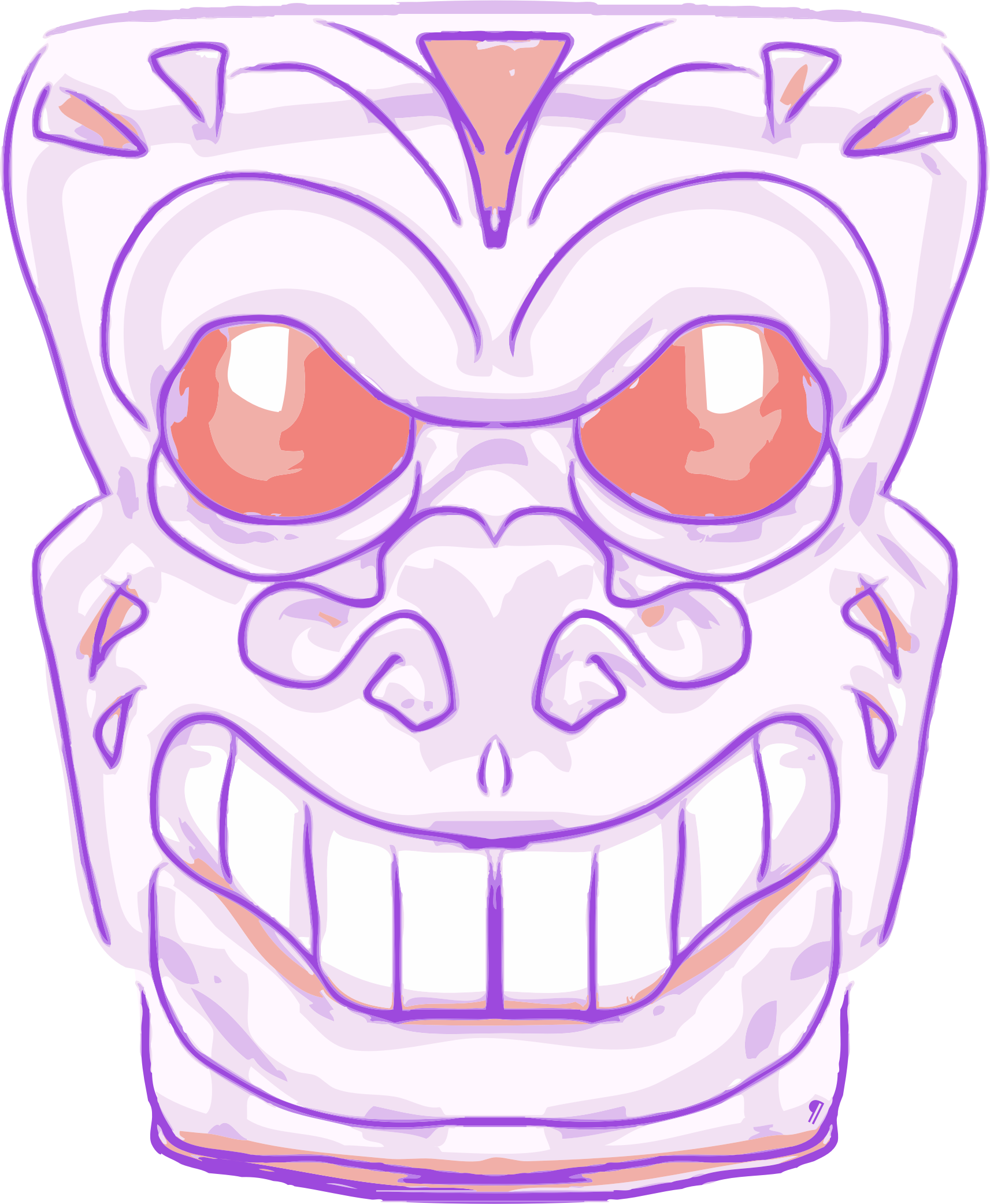 Big Image - Tiki Totem Faces Cartoon (1713x2083), Png Download
