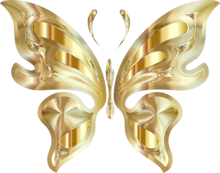 Butterfly Insect Light Gold - Gold Butterfly No Background (430x340), Png Download