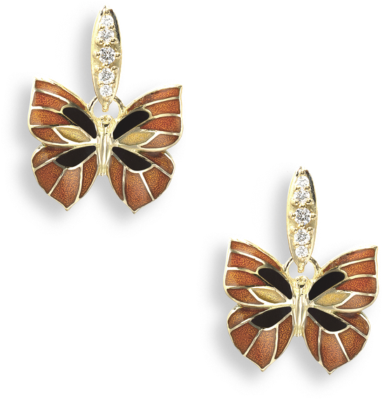 Nicole Barr Designs 18 Karat Gold Stud Earrings Butterfly - Butterfly Earrings Gold Design (800x800), Png Download