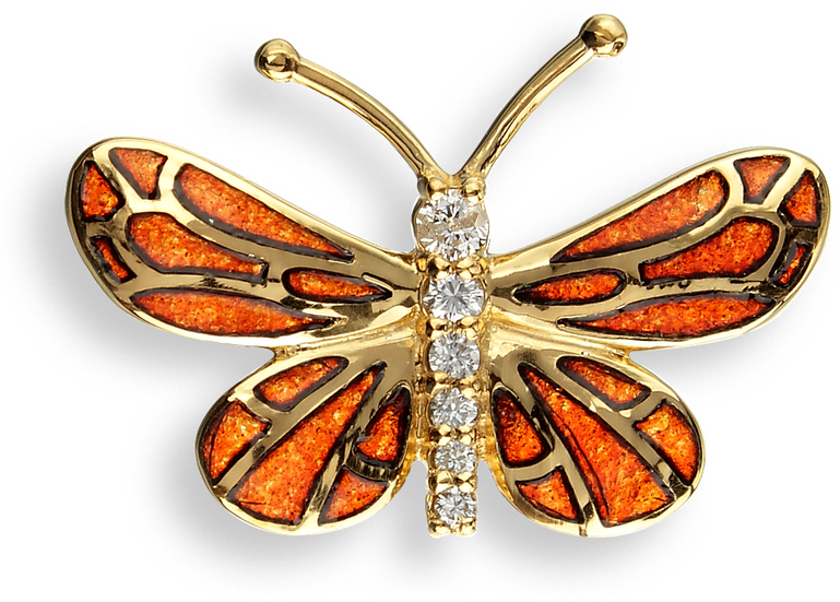 Nicole Barr Designs 18 Karat Gold Butterfly Lapel Pin-orange - Diamonds Orange Butterfly Lapel Pin - 18k Gold - Nvg025wa (800x800), Png Download