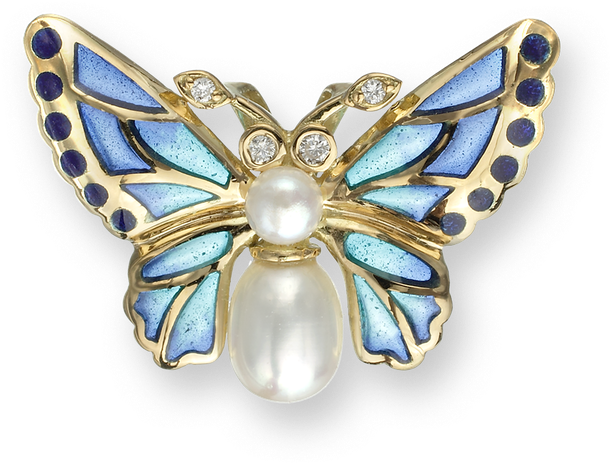 Nicole Barr Designs 18 Karat Gold Butterfly Necklace-blue - Diamonds & Pearls Blue Butterfly Necklace - 18k (800x800), Png Download