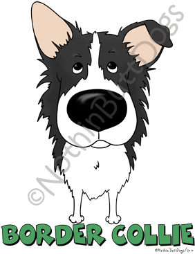 Big Nose Border Collie Dark Colored T-shirts - Border Collie Cartoon Christmas (300x400), Png Download