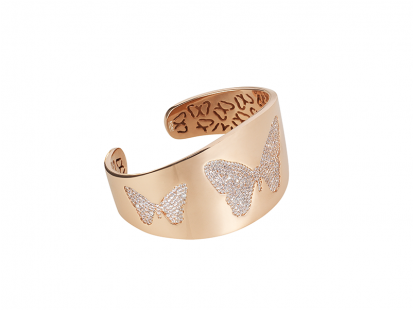 Butterfly Bangle Rose Gold Vermeil White Cz Stones - Butterfly Bangle (412x412), Png Download