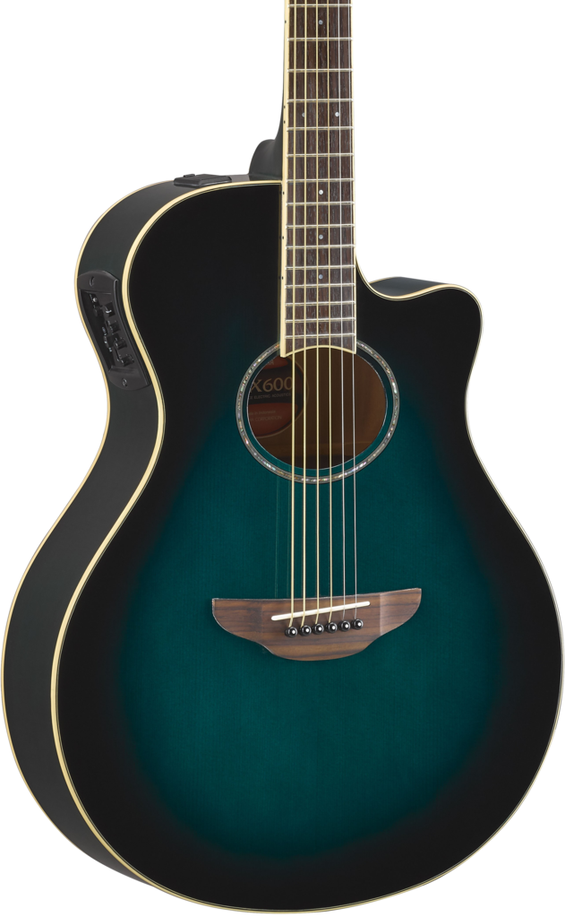 Yamaha Apx600 Oriental Blue Burst Thinline Guitar - Yamaha Apx500 Iii Electro-acoustic Guitar, Black (631x1023), Png Download