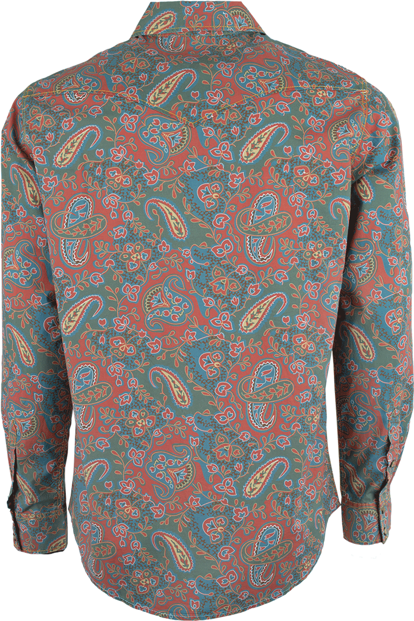 Ryan Michael Paisley Print Snap Shirt - Blouse (870x1280), Png Download
