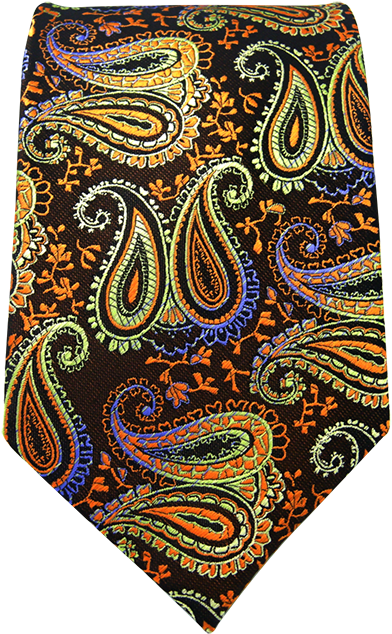 U1 Brown Paisley Pattern Mens Ties Silk Handmade Wedding - Shlax&wing Multi-colored Paisley Mens Necktie Tie (650x650), Png Download