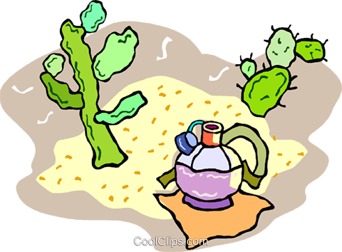 Desert, Cactus And Canteen Royalty Free Vector Clip - Illustration (480x353), Png Download