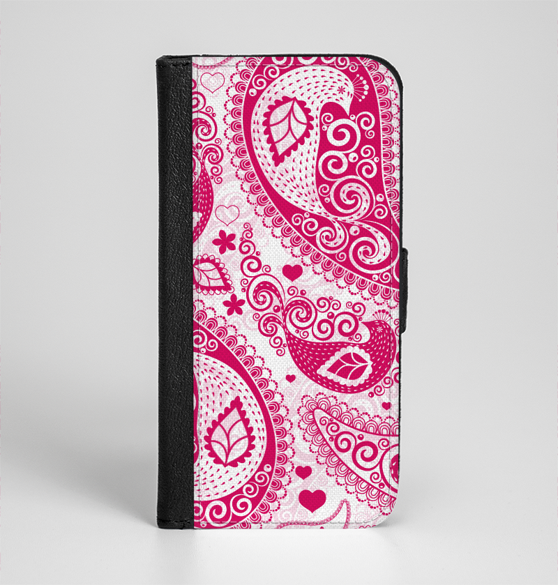 The Pink & White Paisley Pattern V421 Ink-fuzed Leather - Pattern (800x839), Png Download