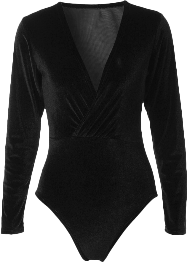 The Lowest Prices Zaful Women Black Tops Long Sleeve - Bodystocking Med Lange Ærmer Til Kvinder (700x931), Png Download