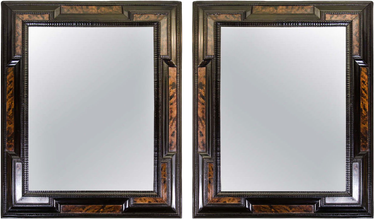 Pair Of Baroque Faux Tortoise Mirrors - Baroque (1280x1280), Png Download