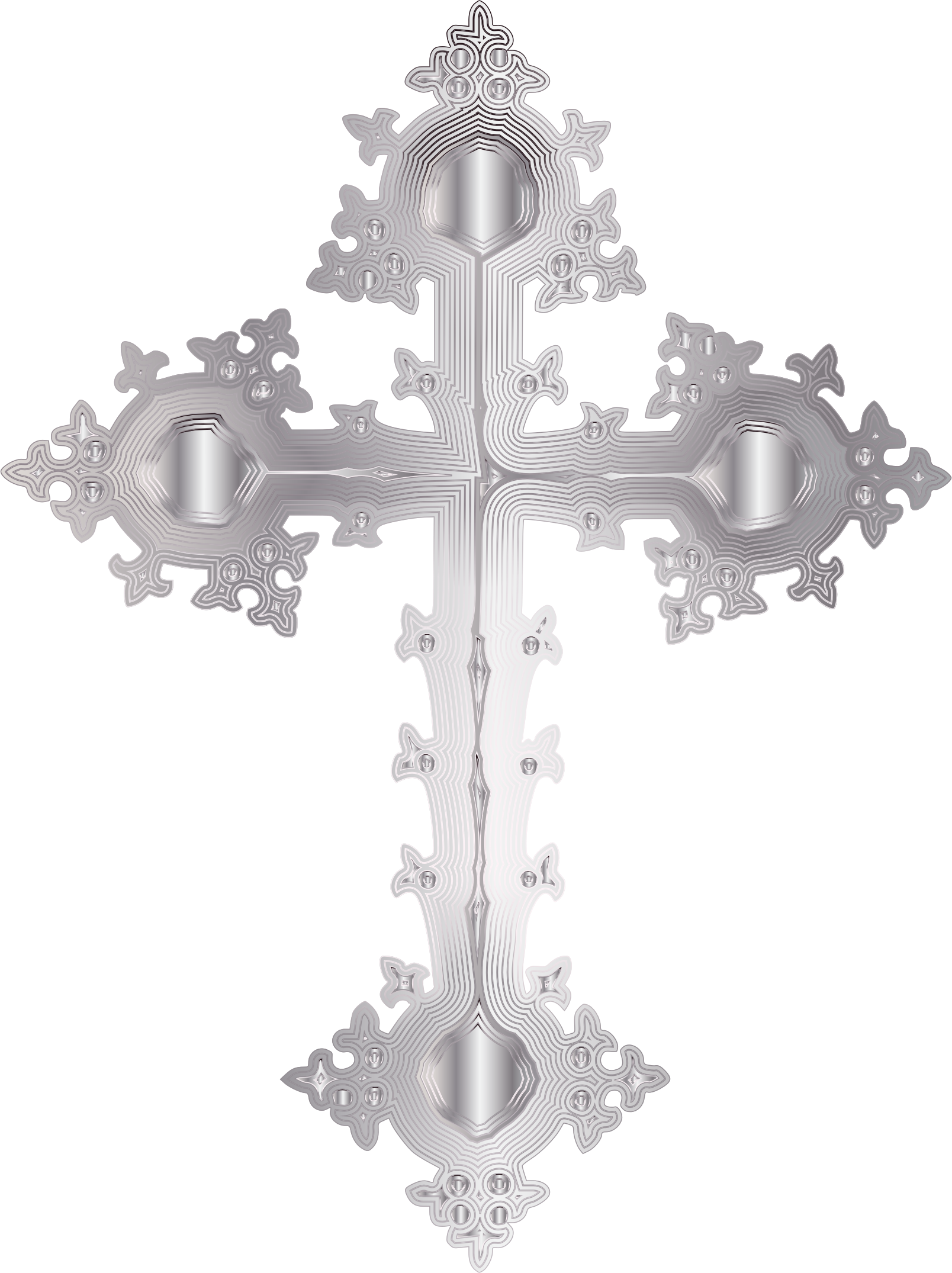 Platinum Ornate Cross No Background Icons Png - Clipart Vintage Cross No Background (1608x2150), Png Download