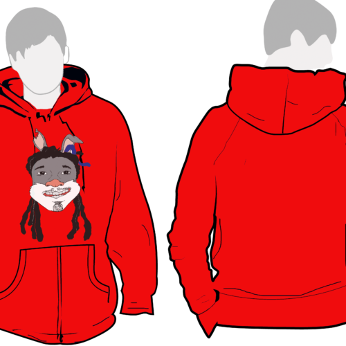 Beware The Hare Hoodie - Zip Hoodie Black Template (500x500), Png Download