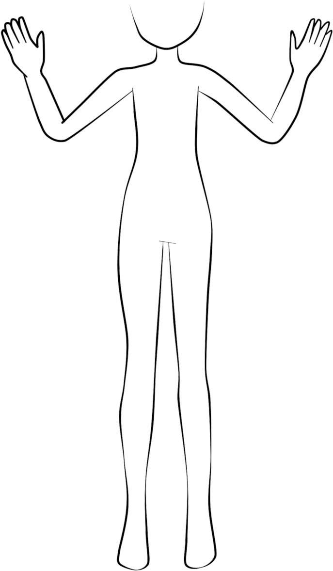 Hand On Girls Head Base Lineart Png Full Body Base - Hand (900x1509), Png Download