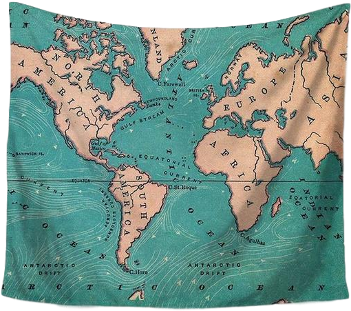 Svg Freeuse Download Tapestries Free Bohemians World - World Map Ocean Tapestry (600x600), Png Download