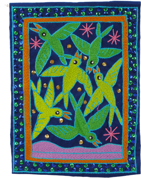 Green Bird Flock - Motif (480x600), Png Download