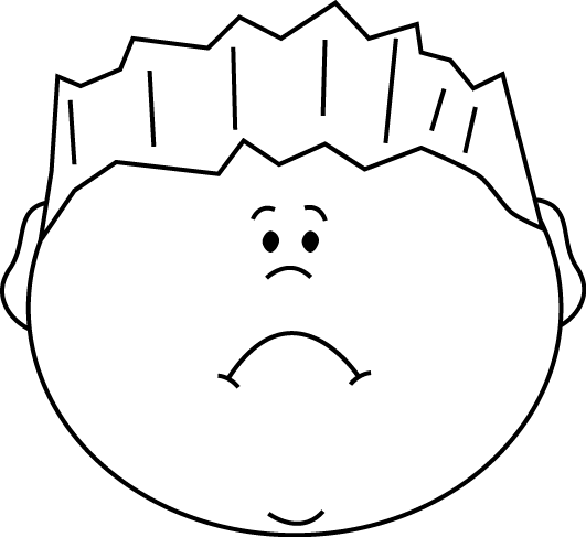 Black And White Sad Face Boy Clip Art - Emotions Clipart Black And White (531x487), Png Download