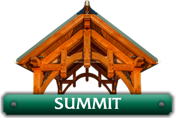 A Pavilion Above The Word 'summit' Representing The - Hammer Beam Truss Diy Pavilion (612x419), Png Download