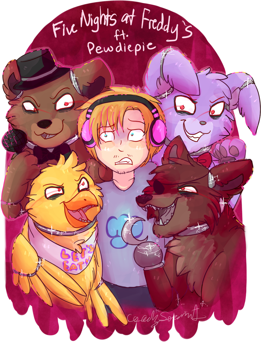 Pewdiepie By Cascadingserenity On - Pewdiepie Fan Art Five Nights At Freddy's (783x1020), Png Download