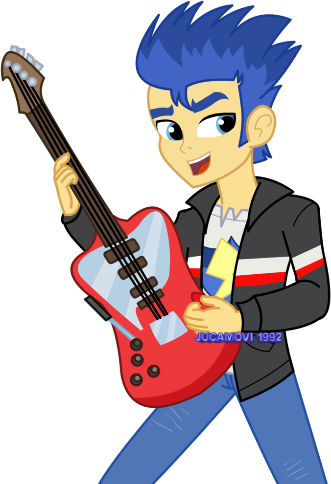 Jucamovi1992, Boy, Equestria Girls, Flash Sentry, Guitar, - Rainbow Dash Com Guitarra Equestria Girl (724x1024), Png Download