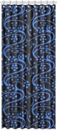 Vintage Swirl Floral Blue Black Window Curtain 52" - Paisley (500x500), Png Download