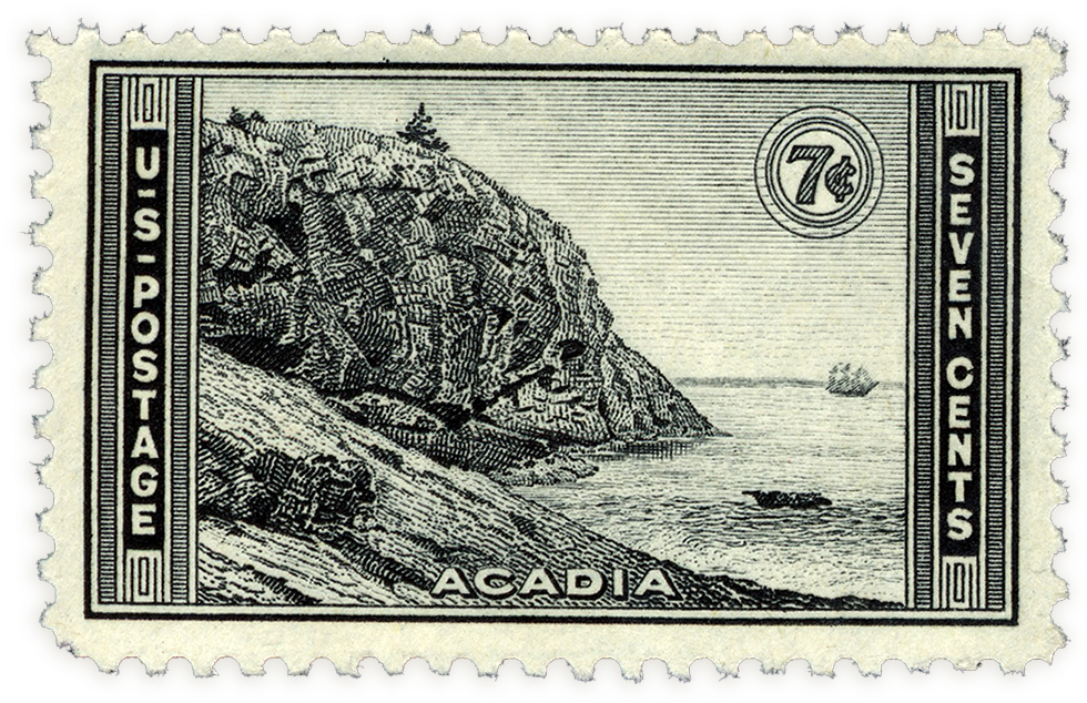 Acadia Stamp - Usps National Park Stamps 1934 (1000x653), Png Download