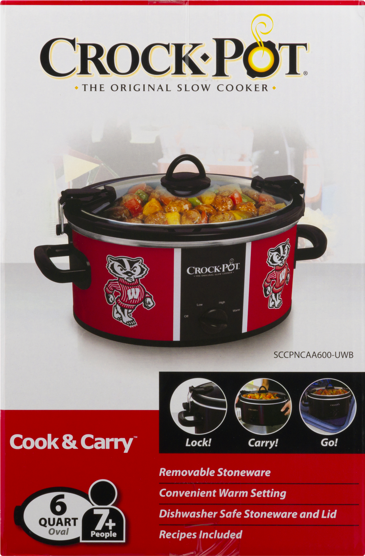 Crock-pot University Of Wisconsin Cook & Carry Slow - Crock-pot 5-quart Manual Slow Cooker Oval Classic (1800x1800), Png Download