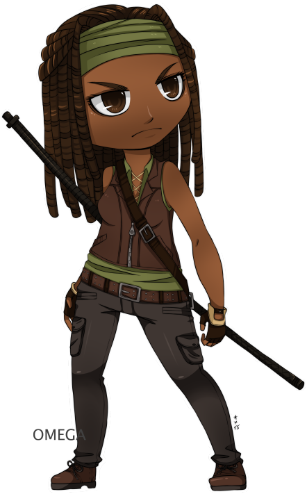 Finally Comlpleted The Walking Dead Chibi Of Rick Grimes, - Walking Dead Michonne Cartoon (534x810), Png Download