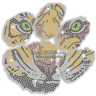 Tiger Peeking In Paw Print Hotfix Rhinestone Transfer - Hotfix (450x450), Png Download