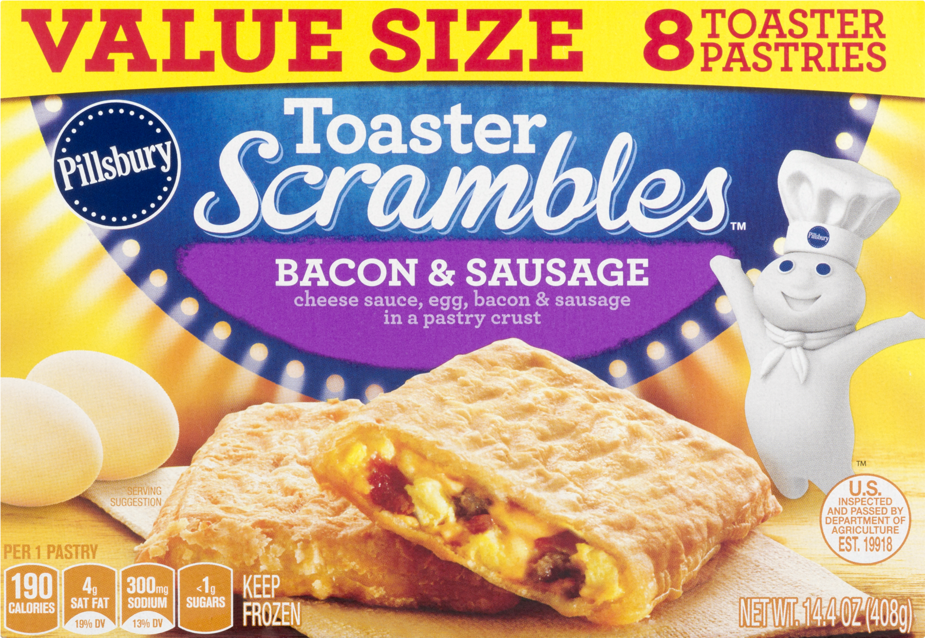 Pillsbury Toaster Scrambles Bacon & Sausage Frozen - Pillsbury Toaster Scrambles (1800x1800), Png Download