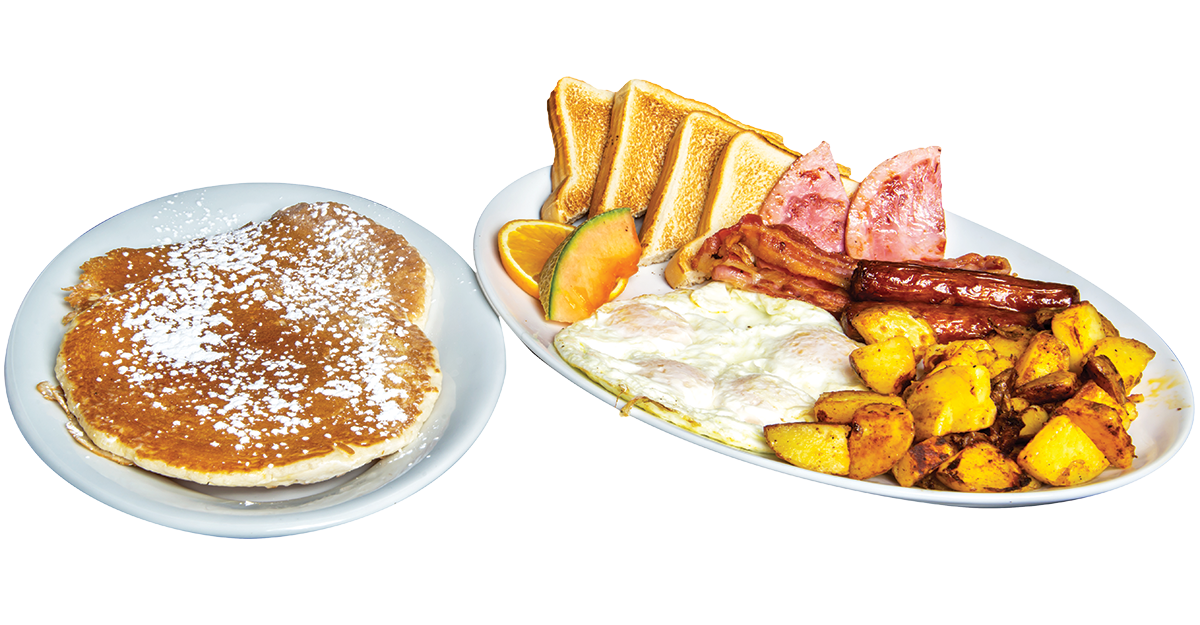 Big Breakfastthree Eggs Any Style, Ham, Sausage, Bacon, - Pannekoek (1200x625), Png Download