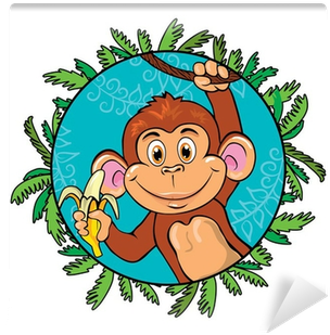 Funny Monkey With A Banana In Her Hand - Banana (400x400), Png Download