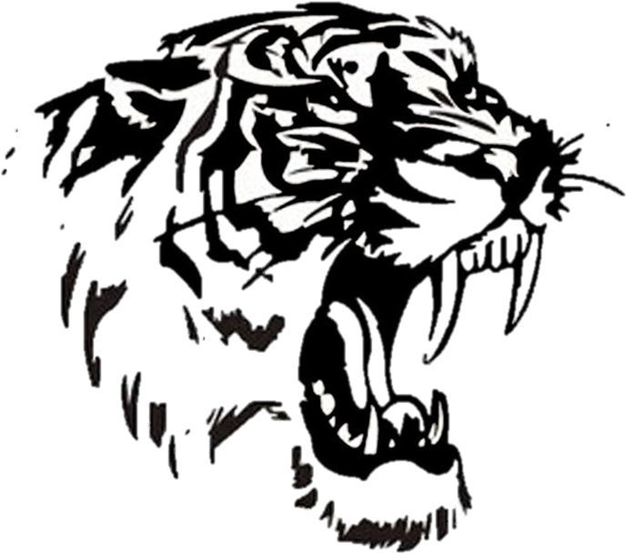 Tigerdre - Roaring Tiger Black Png (802x803), Png Download