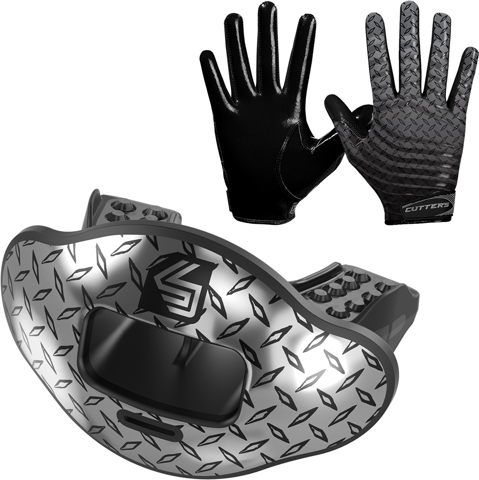 Diamond Plate Football Receiver Glove/mouthguard Pack - Mouthguards For Football (1000x1000), Png Download