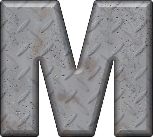 Etc > Presentations Etc Home > Alphabets > Themed Letters - Diamond Plate Letter M (524x467), Png Download
