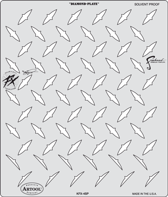 Craig Fraser\'s Kustom Fx Diamond Plate - Diamond Plate Stencil (342x400), Png Download